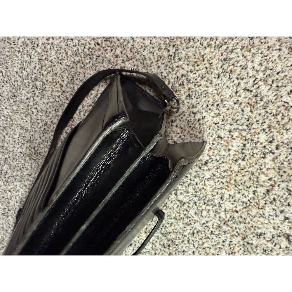 Vintage Yves Saint Laurent Black Leather Shoulder Bag Women's Handbag - Picture 5 of 10